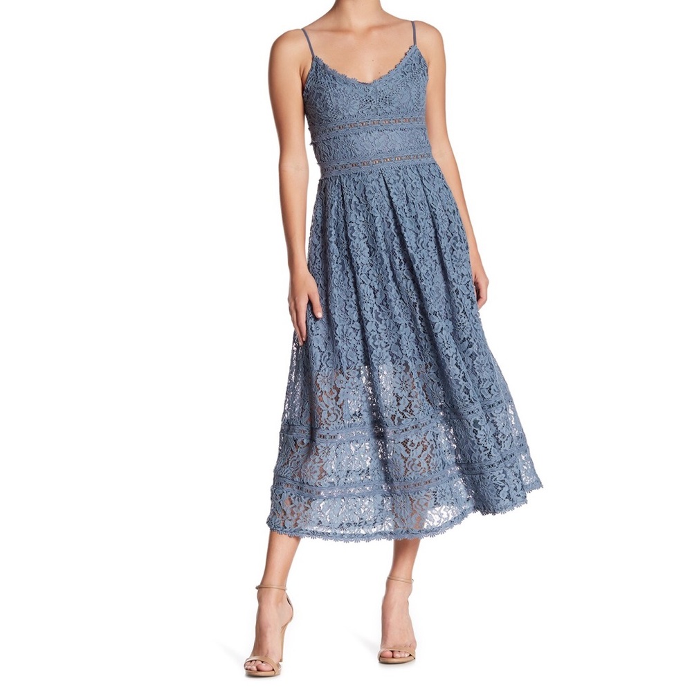 NSR lace sleeveless MIDI dress
